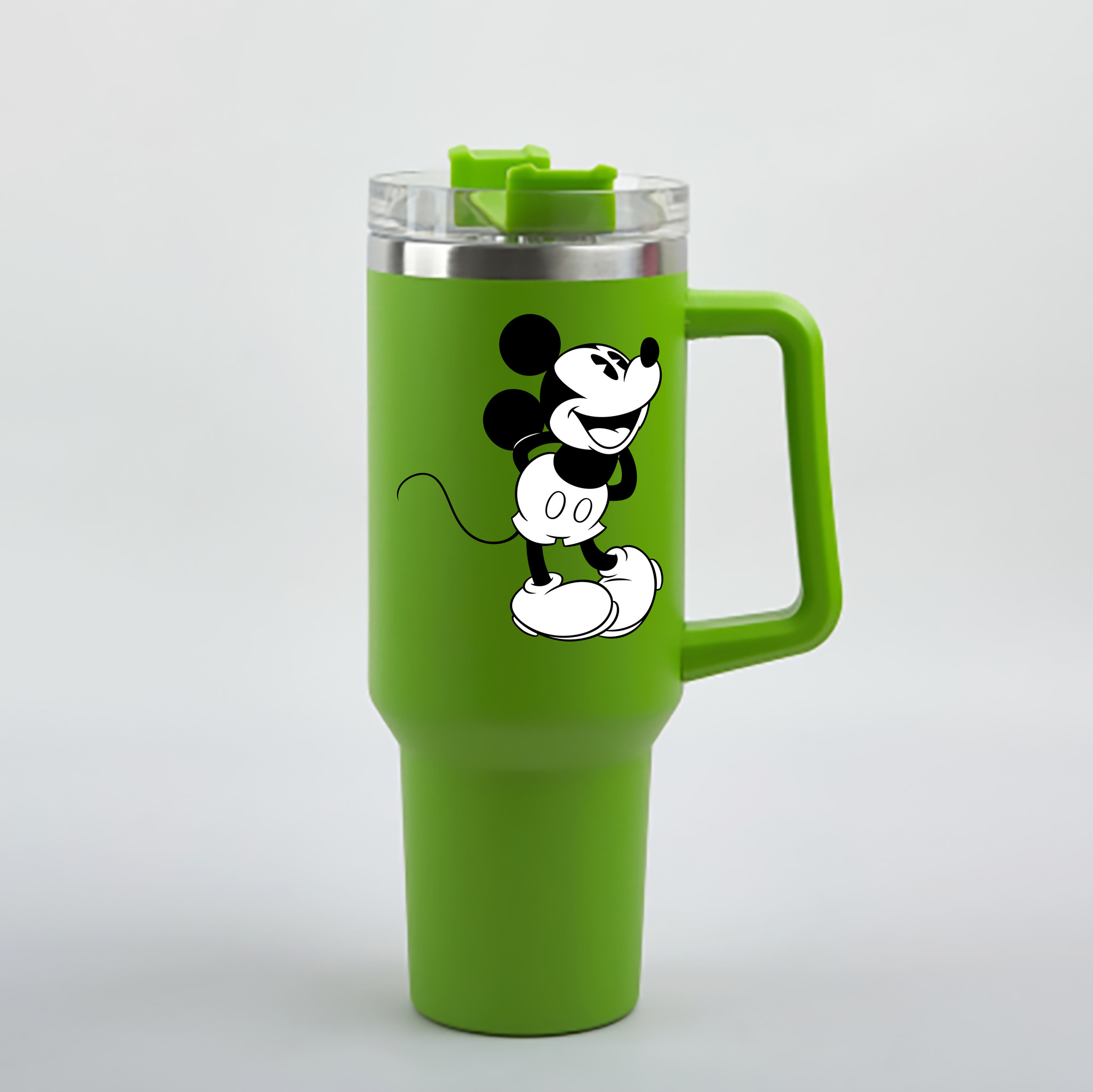（画像用） ミッキーマウス Mickey Mouse 1200mL車用タンブラー - クリスタルステッカー（プラスチックストロー付き）